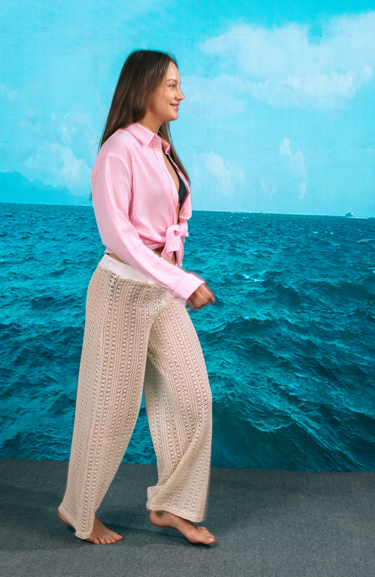Beige Beach Pants