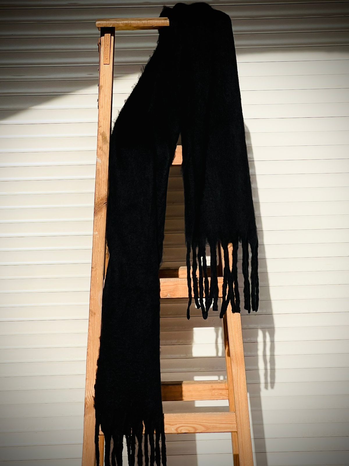 Black Scarf With Fringes
