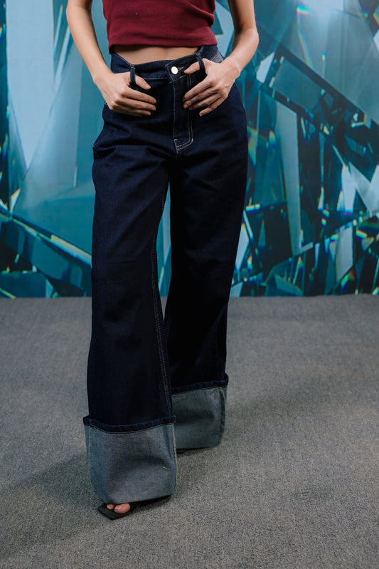 Reverse Blue Jeans (Rolled Hem)