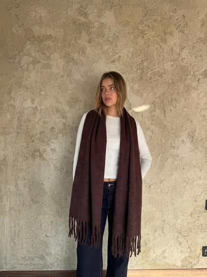 Dark Brown Scarf With Fringes