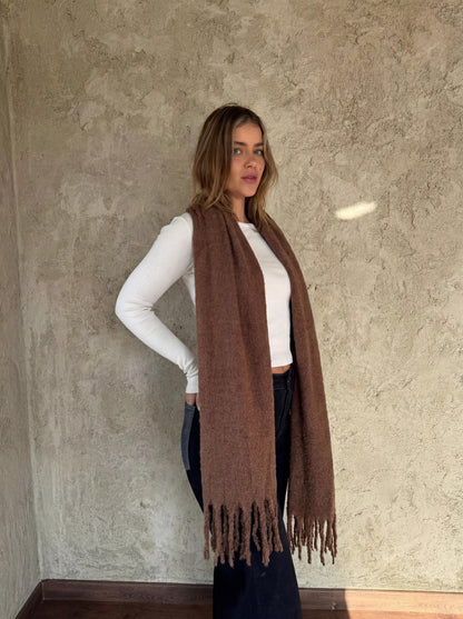 Brown Scarf With Fringes
