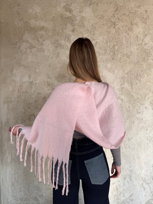 Pink Scarf With Fringes