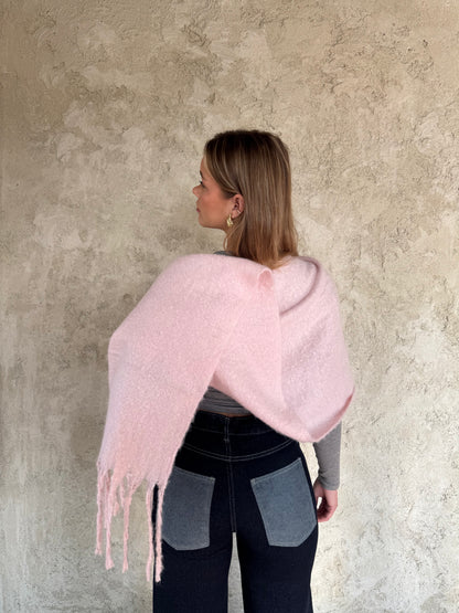 Pink Scarf With Fringes
