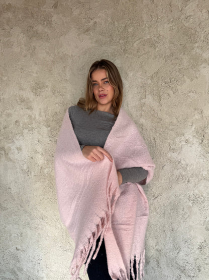 Pink Scarf With Fringes
