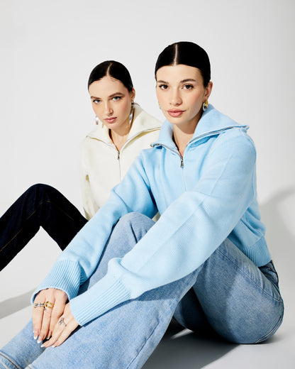 Off-White Half Zip Sweater
